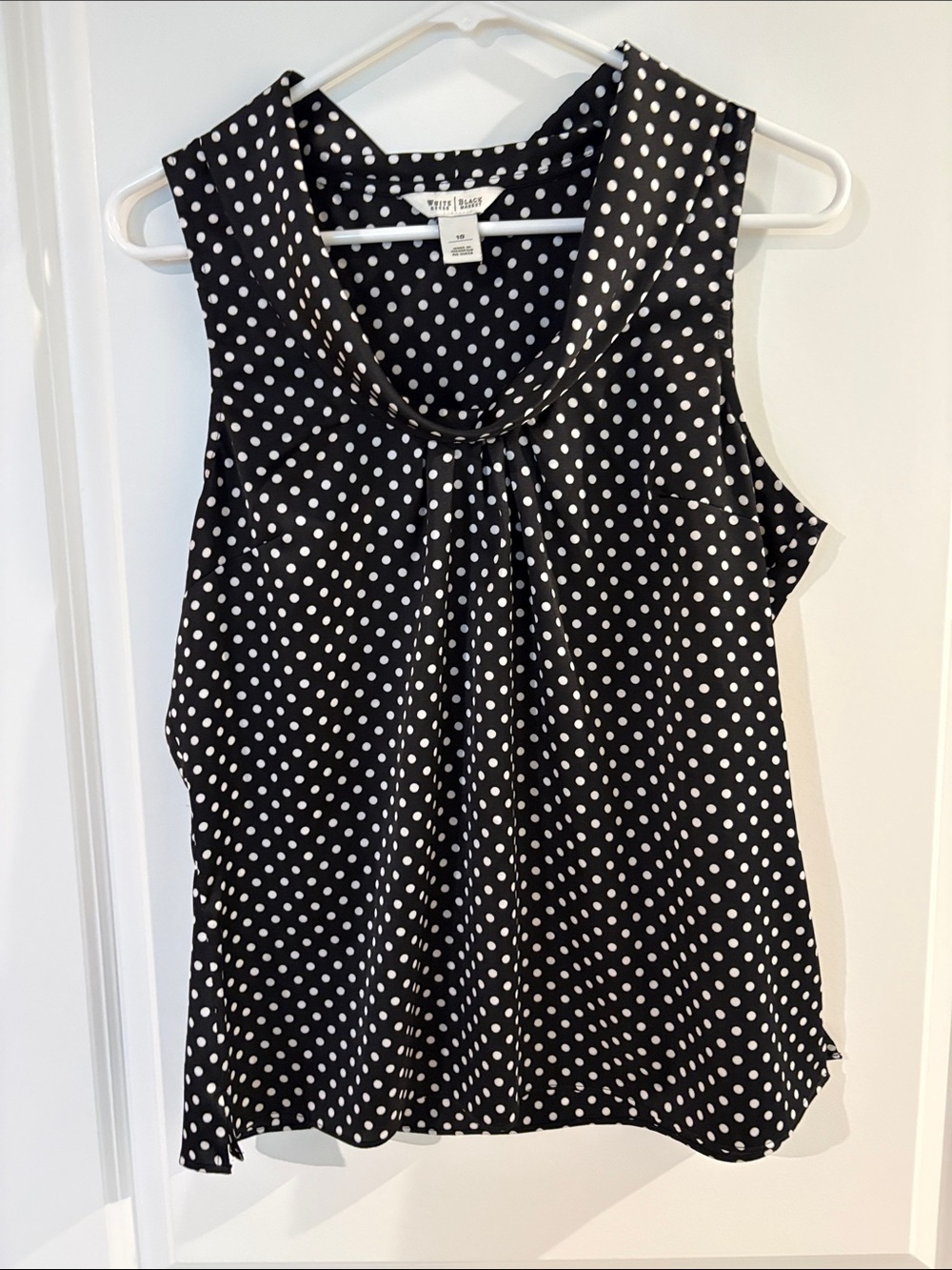 White House Black Market Black & White Polka Dot Sleeveless Shell